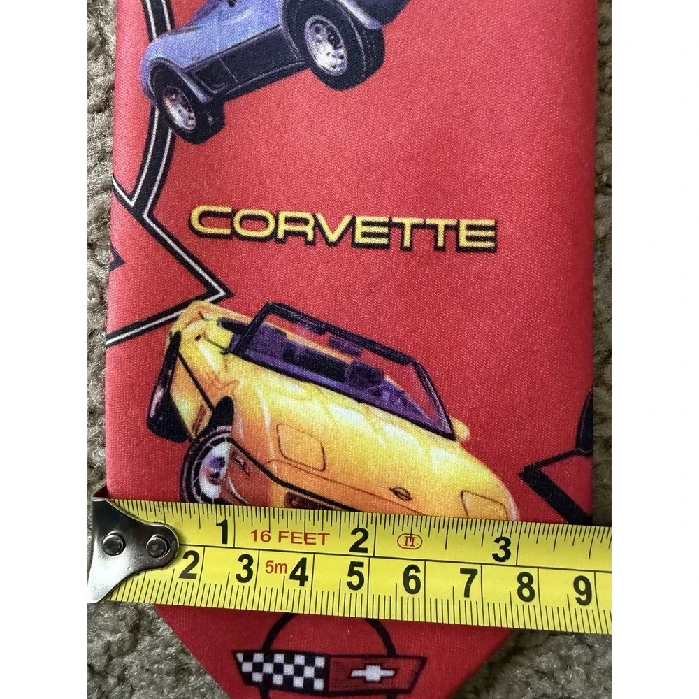 Chevrolet Chevy Corvette Ralph Marlin Neckwear Tie Red Cars Vehicle AOP USA JBHS